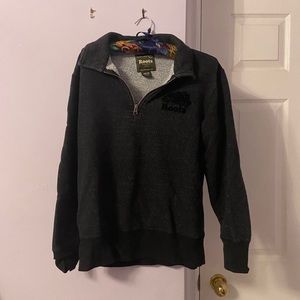 Roots XS 1/4 Zip Marbled Dark Grey Sweatshirt